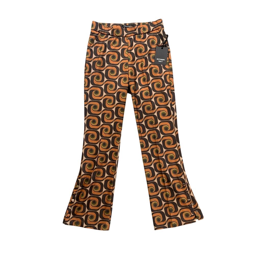 Insight Pants Womens 4 Sixties Print Scuba Wide Leg Snap Retro 60s Inspired